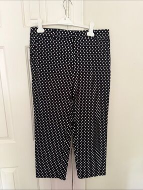 Worn Once- Loft Black Polka Dot Cropped Pants Women’s size 12